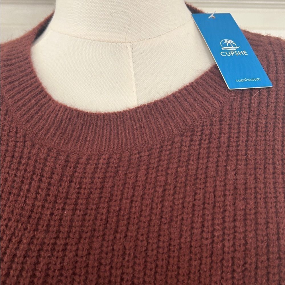 Cupshe Morning Brew Brown Mini Sweater Dress, Size Large, NWT - Picture 6 of 11